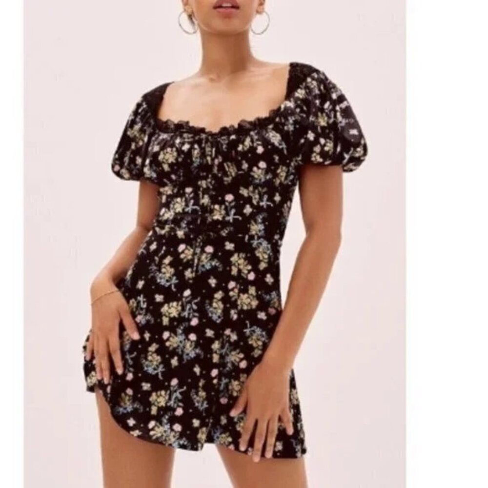 For Love And Lemons August Satin Floral Mini Dress Size XS‎